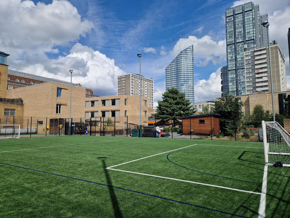 Artificial grass pitch at Moreland Primary School in London, installed by PST Sport