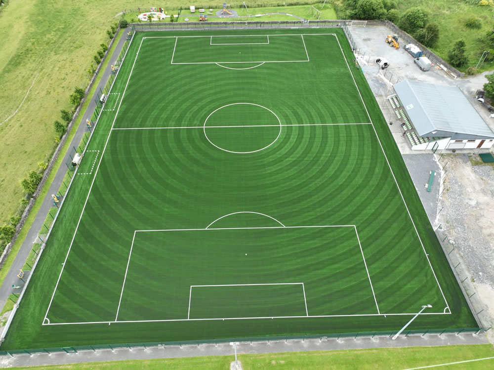 Full-size FIFA Quality artificial grass pitch at Colemanstown United FC - installed by PST Sport