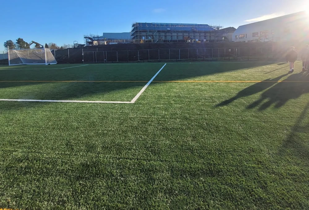 7,300 sq/m artificial turf pitch at St Finians College in Mullingar, Co. Westmeath - installed by PST Sport
