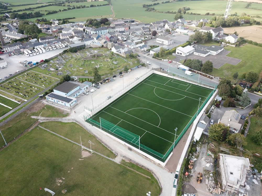 5,200 artificial grass GAA pitch delivered at Kildorrery GAA in Co. Cork. Pitch Contractor - PST Sport