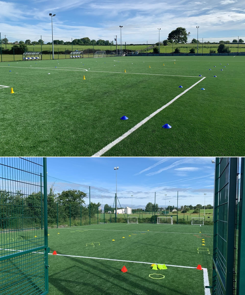 2 no. artificial grass pitches installed at Maree Oranmore FC. Installed by PST Sport.