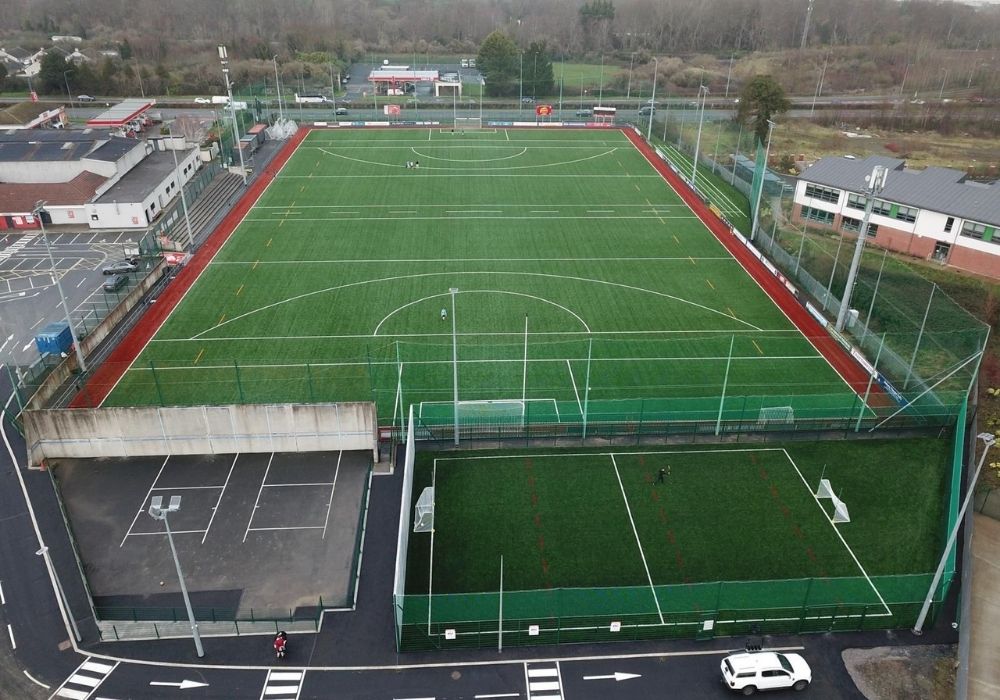 12,000m² GAA approved artificial grass pitch, training pitch and ball wall at St Brigid's GAA in Castleknock, Dublin. 