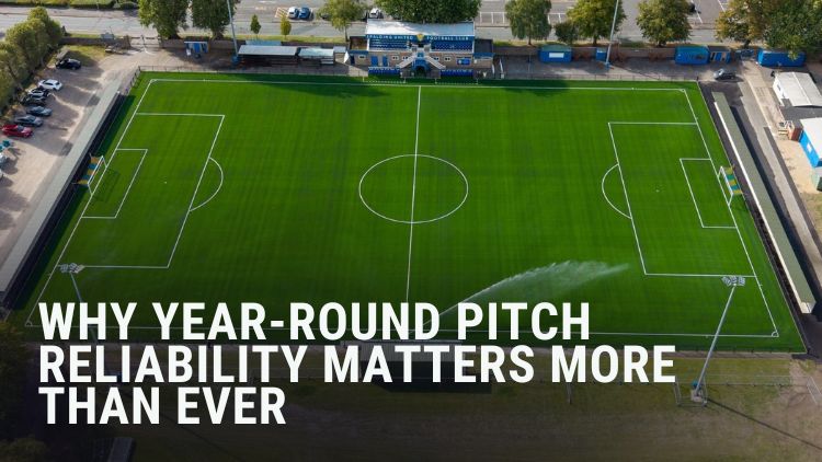 Aerial view of Spalding United FC’s FIFA Quality Pro artificial grass pitch at Sir Halley Stewart Field